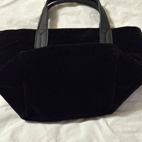 Scout Velvet Black Mini Tote With Dual Handles & Gold Quilted Interior Zip Close - Picture 9 of 15